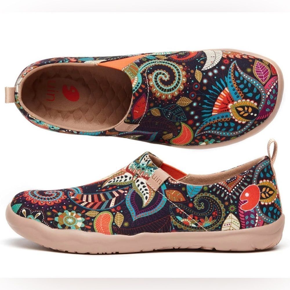 UIN Women Floral Art Sneaker Painted Canvas Slip-On Travel Shoes(Wonder Mandala) - Picture 3 of 10